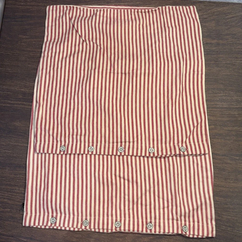 2 Lauren Ralph Lauren Throw Pillow Button Cover Red Cream Striped 18x18 Square